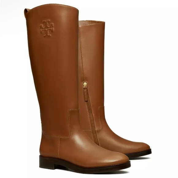Tory Burch Brown Leather Riding Boots size 9.5 new with dust bag. - Picture 1 of 4